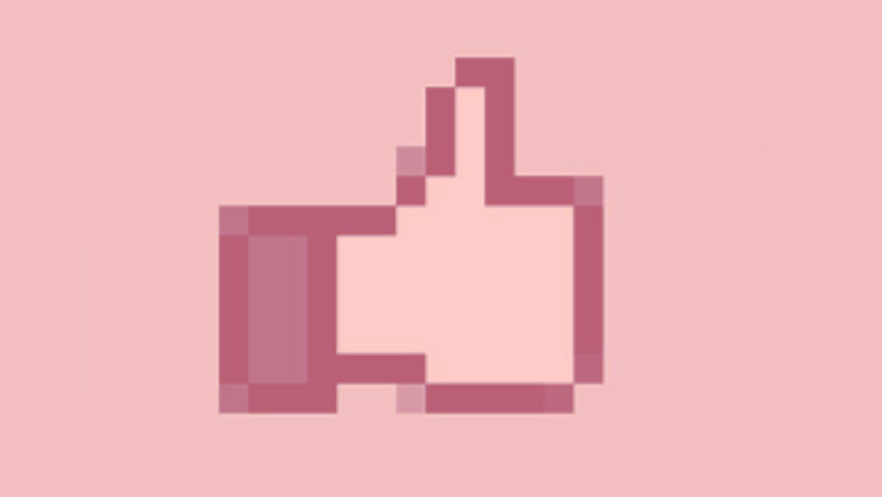 A blocky, pixelised thumbs-up icon with a semi-transparent salmon-coloured overlay.